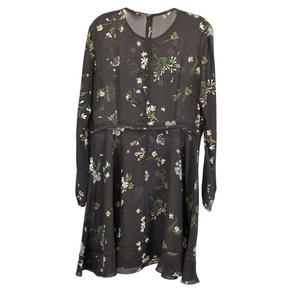 Red Valentino Floral Print Long Sleeve Dress in Black Silk Chiffon - Picture 3 of 3